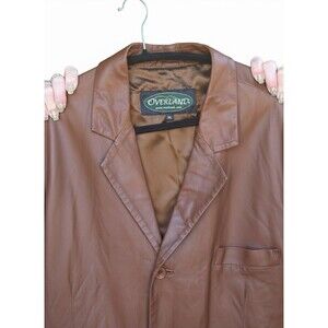 Overland Western 100% Leather Lambskin Blazer Jacket Men XL Soft Three Button